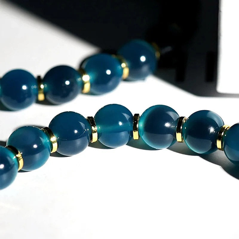 藍色玉髓心形流水手鏈