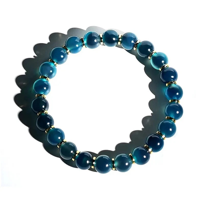 藍色玉髓心形流水手鏈