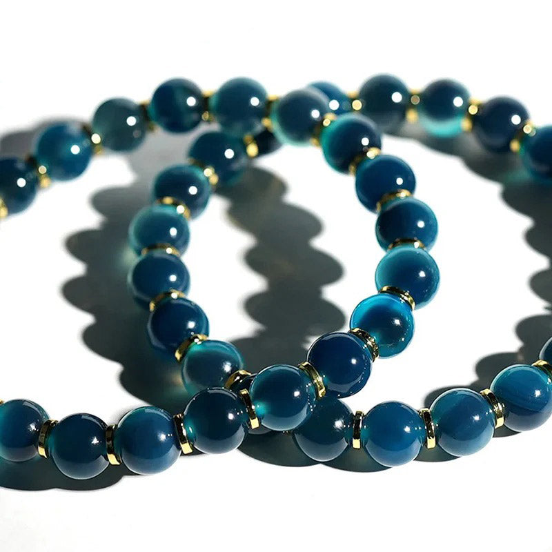 藍色玉髓心形流水手鏈