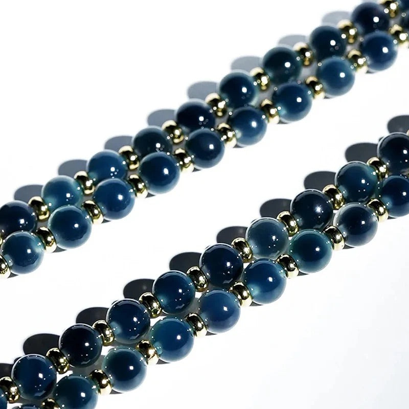 藍色玉髓心形流水手鏈