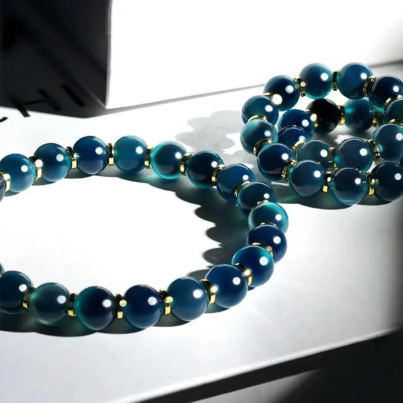 藍色玉髓心形流水手鏈