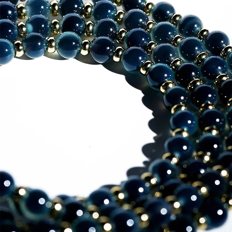 藍色玉髓心形流水手鏈