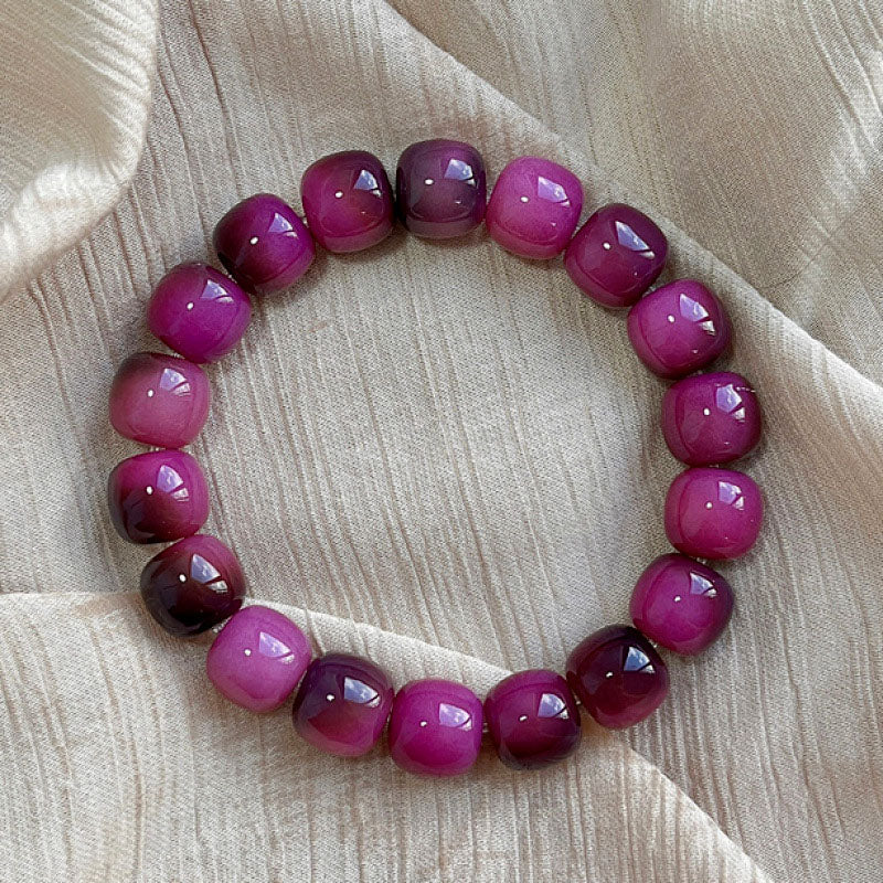 紫色玉髓方形珠手鍊