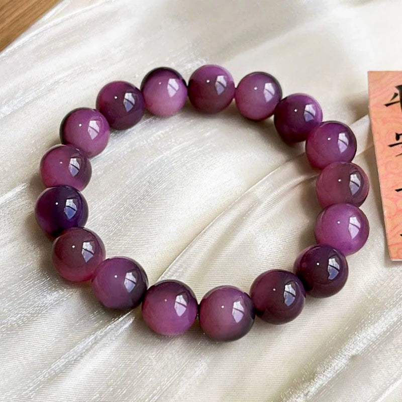 紫色玉髓方形珠手鍊