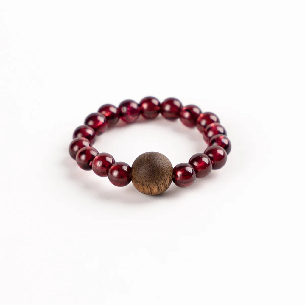 石榴石沉香能量戒指