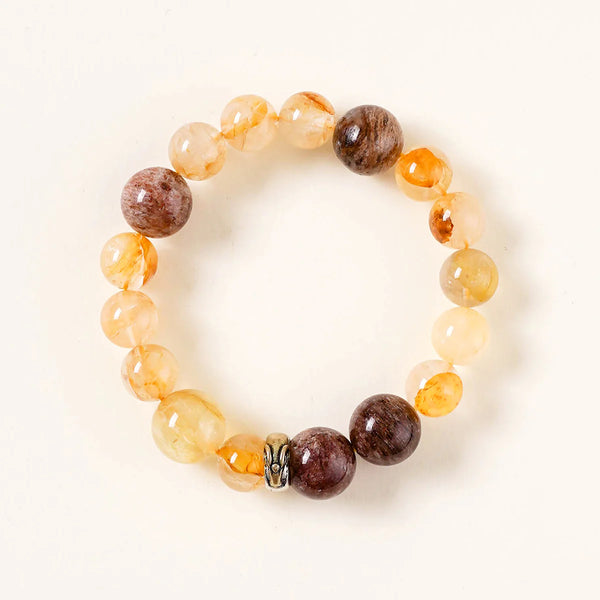 羊生肖和諧手鍊 – 金紅石石英和鋰雲母