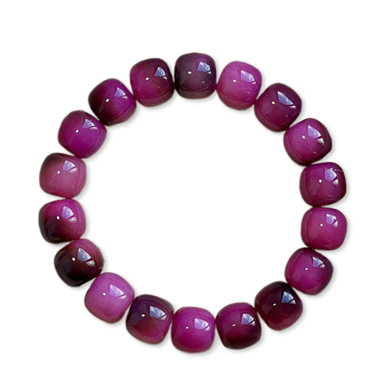 紫色玉髓方形珠手鍊