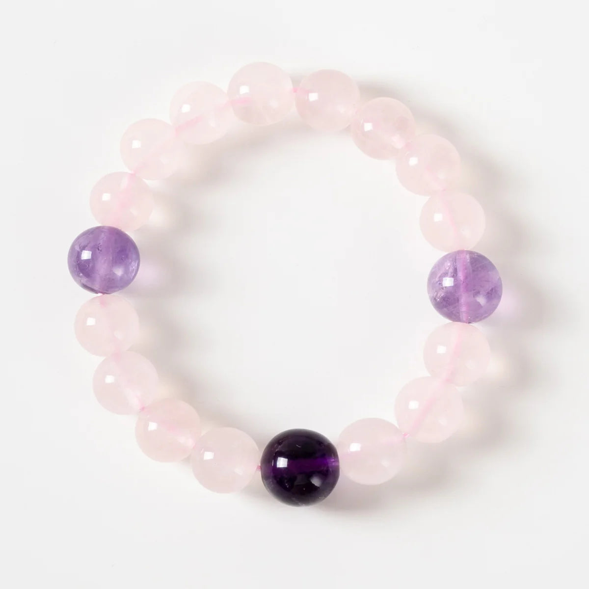 馬達加斯加玫瑰石英、薰衣草與深紫水晶手鍊