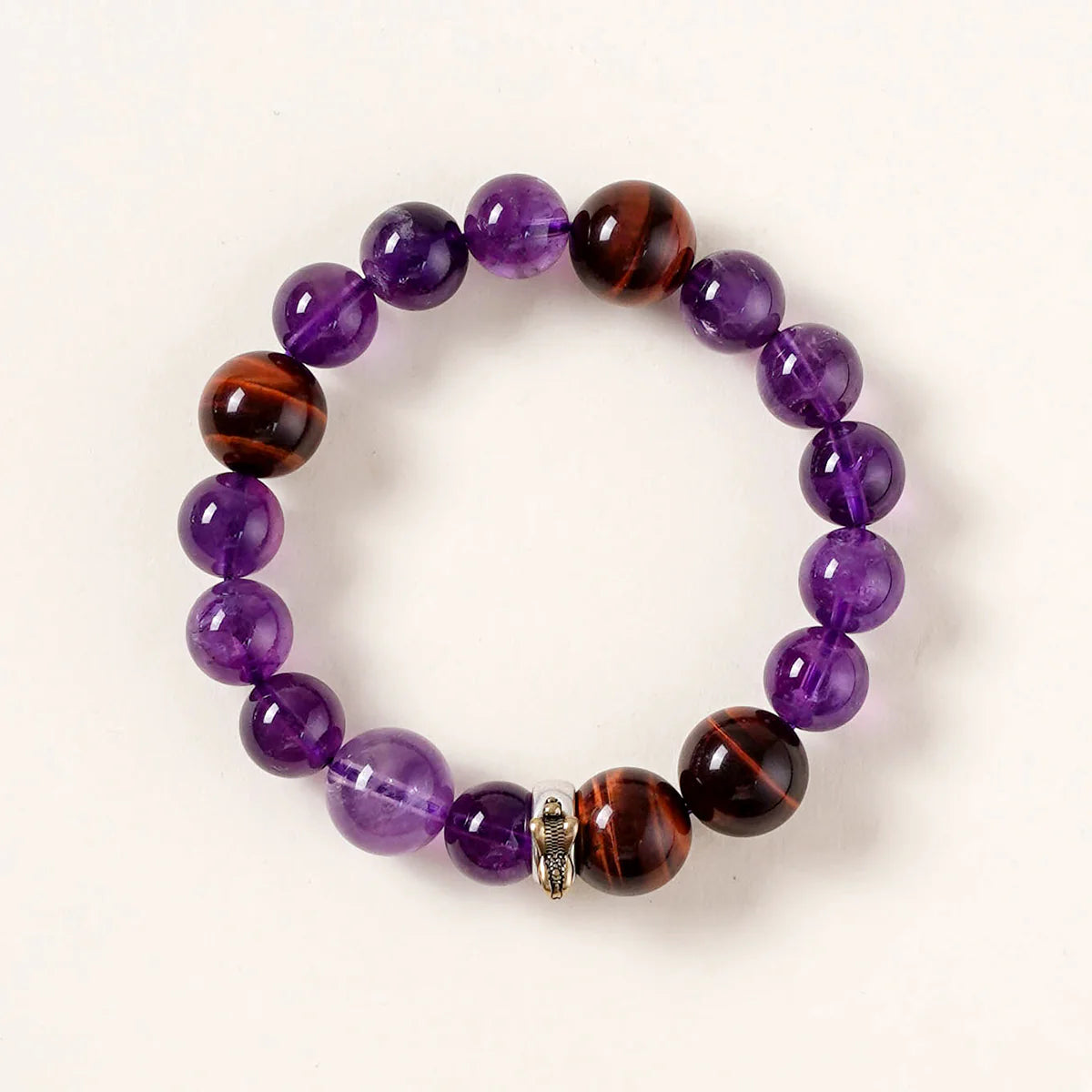 蛇生肖守護手鍊 – 紫水晶與紅虎眼石，幫助您專注