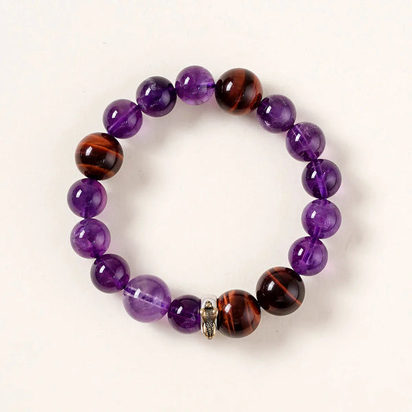 蛇生肖守護手鍊 – 紫水晶與紅虎眼石，幫助您專注