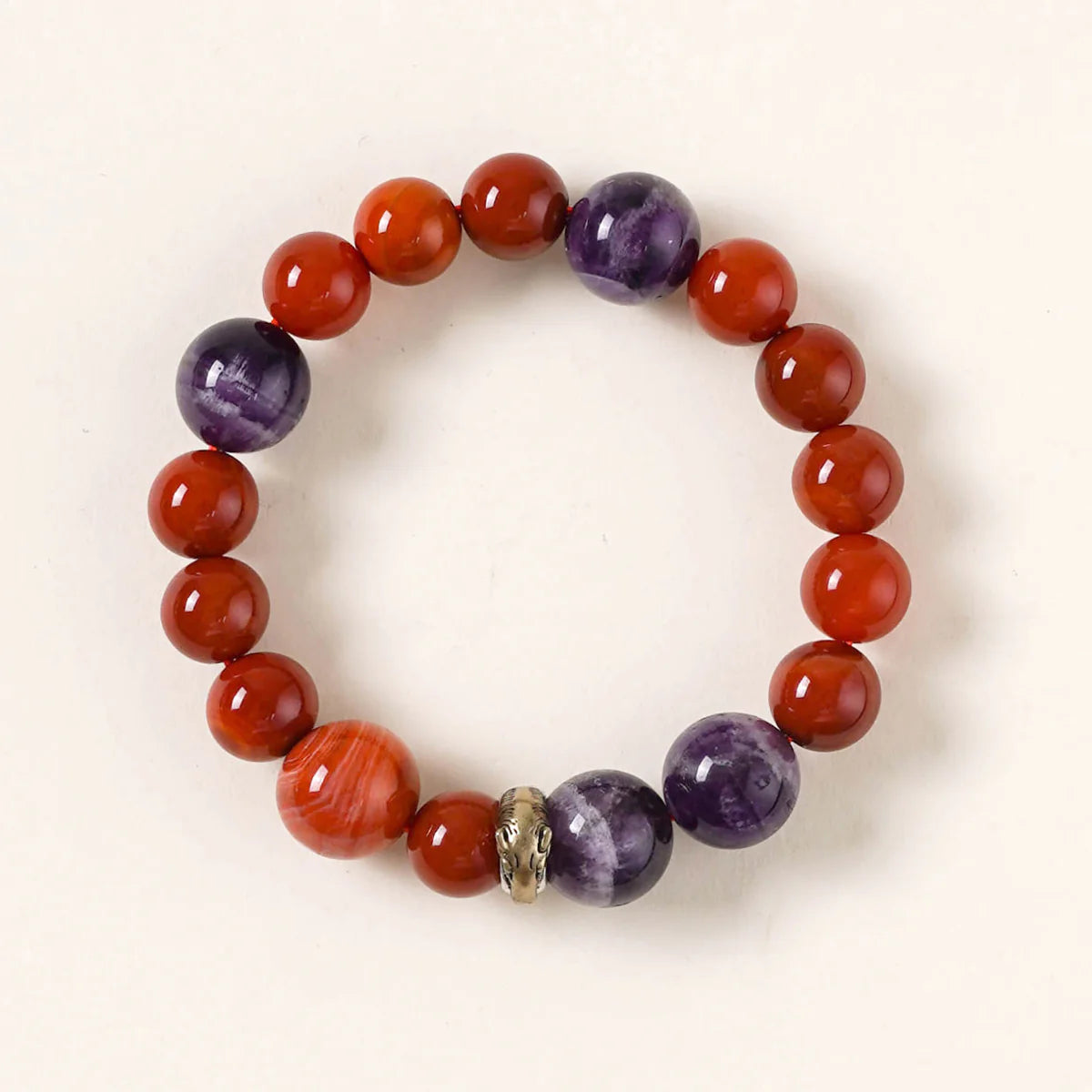 馬生肖能量手鍊 – 紅玉髓和紫水晶