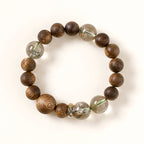 兔生肖守護手鍊 – 花園石英與木材，寓意心靈清晰