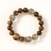 兔生肖守護手鍊 – 花園石英與木材，寓意心靈清晰