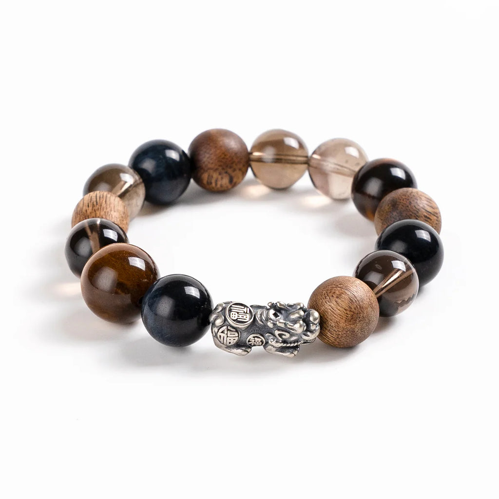 虎眼石黑曜石貔貅手鍊