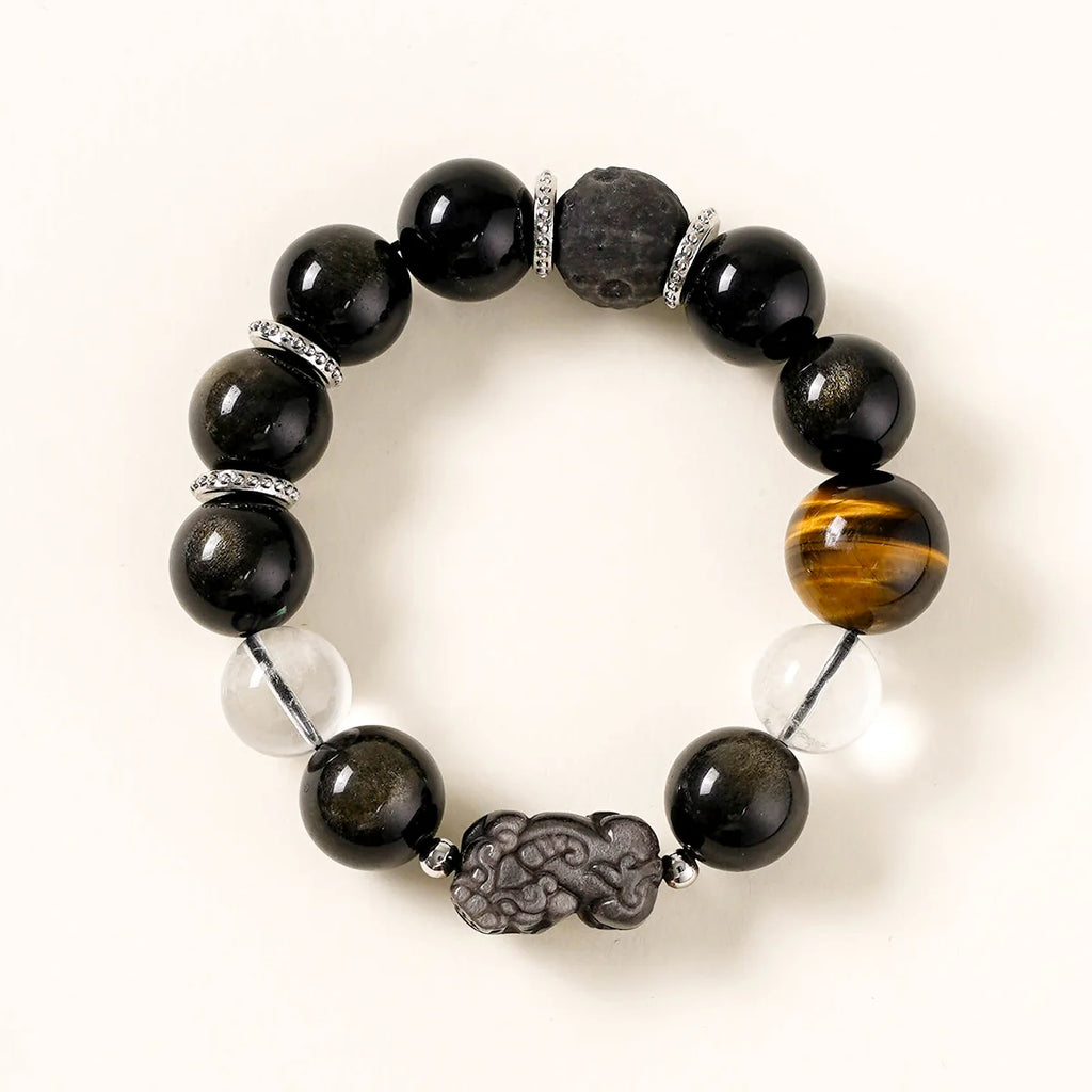 黑曜石虎眼石貔貅護身手鍊