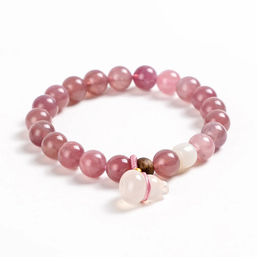 腮紅和諧水晶手鍊，配葫蘆吊墜