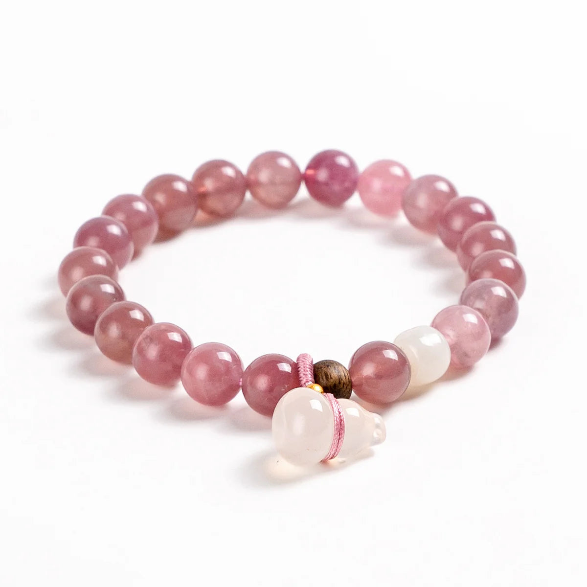 腮紅和諧水晶手鍊，配葫蘆吊墜