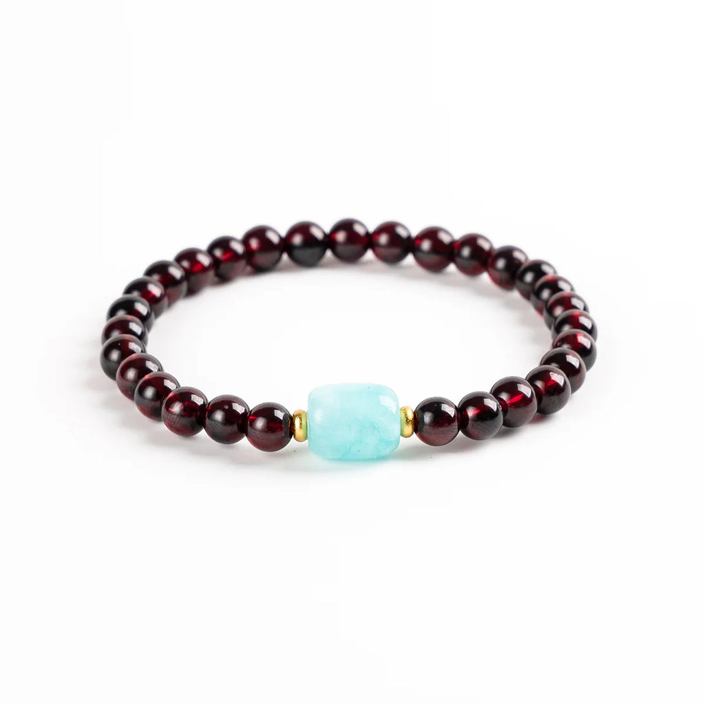 石榴石和亞馬遜石水晶手鍊