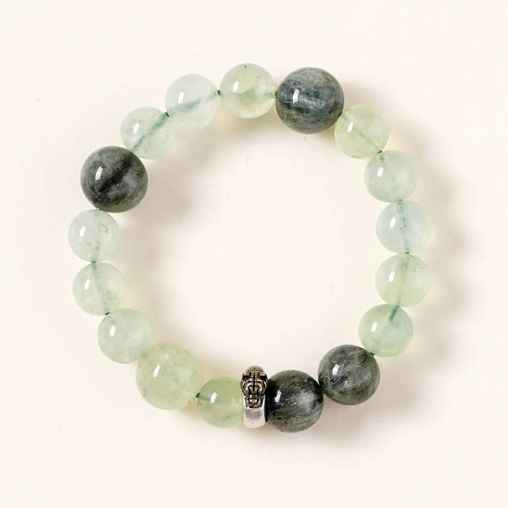 虎年生肖守護手鍊 – 葡萄石與拉長石，象徵勇氣
