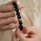 黑曜石蓮花圖案流動手鍊