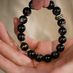 黑曜石蓮花圖案流動手鍊