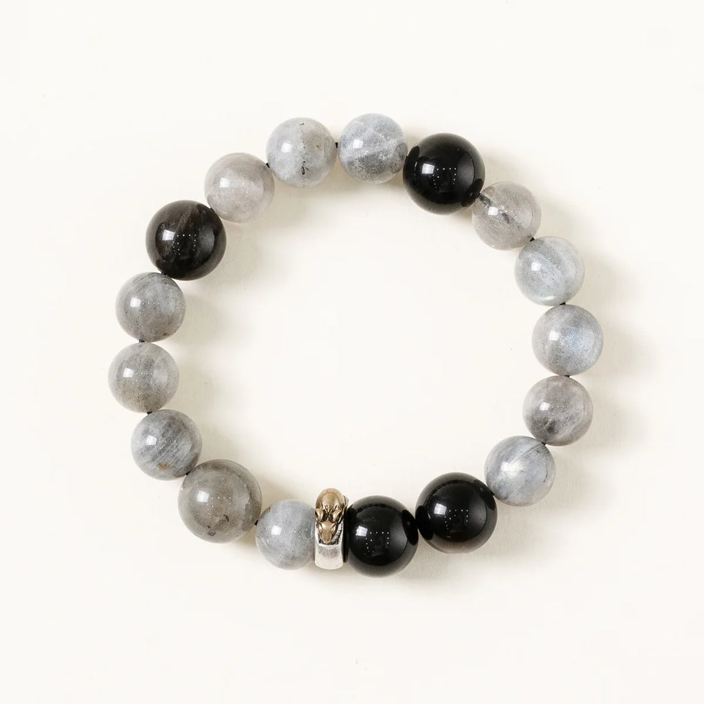 鼠年生肖守護手鍊 – 海藍寶石與黑曜石水之守護者