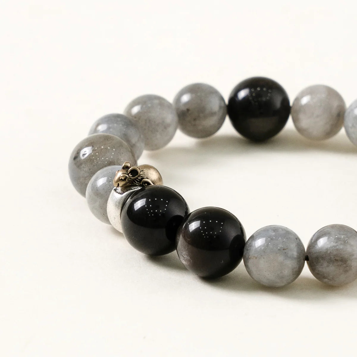 鼠年生肖守護手鍊 – 海藍寶石與黑曜石水之守護者