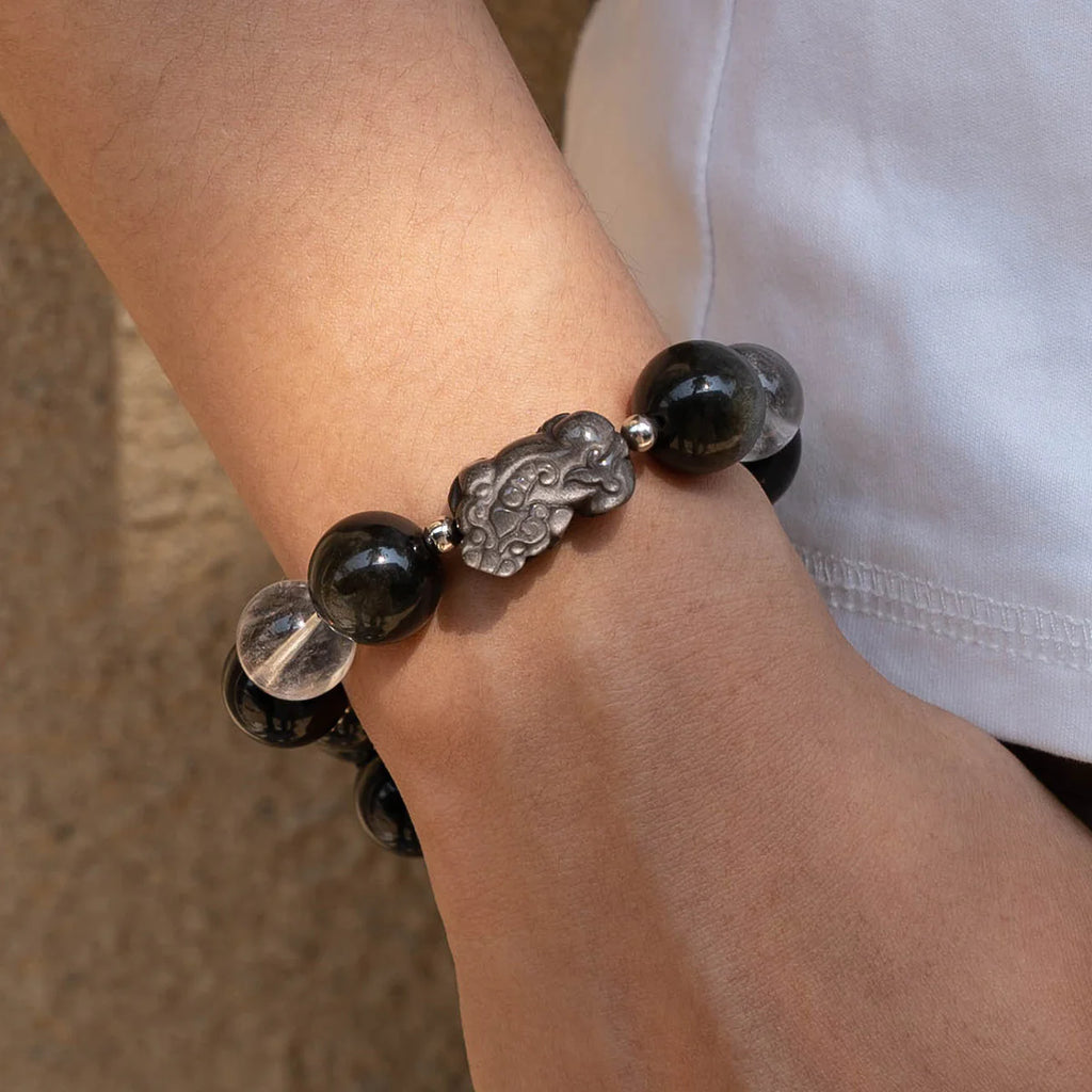 黑曜石虎眼石貔貅護身手鍊