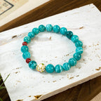 天然亞馬遜石和硃砂串珠手鍊