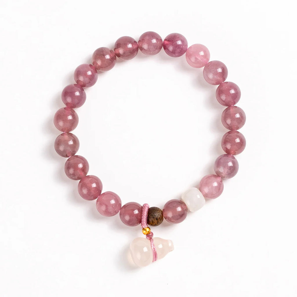 腮紅和諧水晶手鍊，配葫蘆吊墜