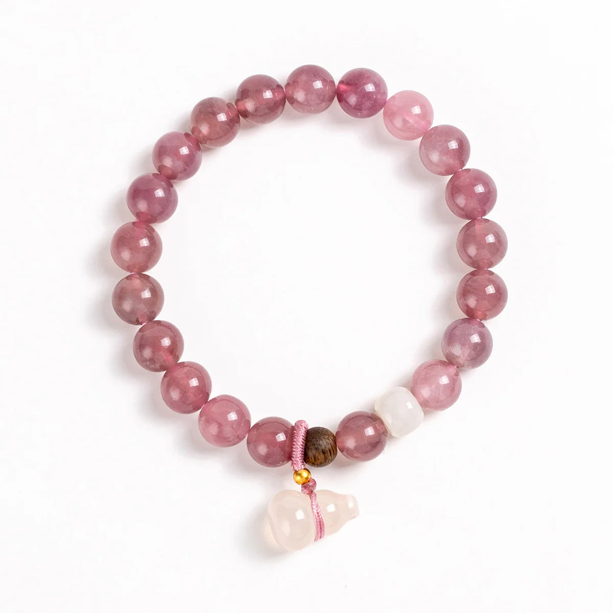 腮紅和諧水晶手鍊，配葫蘆吊墜