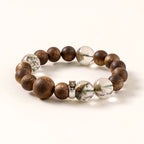 兔生肖守護手鍊 – 花園石英與木材，寓意心靈清晰