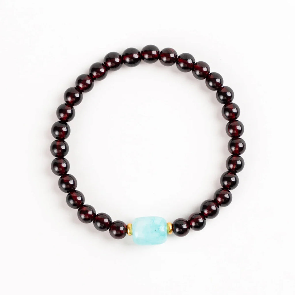 石榴石和亞馬遜石水晶手鍊