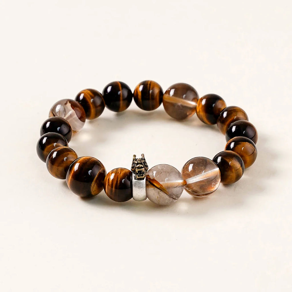 龍生肖守護手鍊 – 虎眼石與煙晶，賦予力量