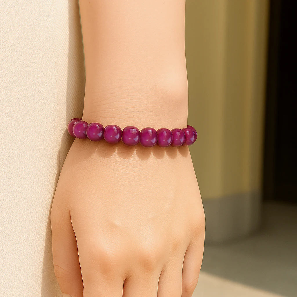 紫色玉髓方形珠手鍊