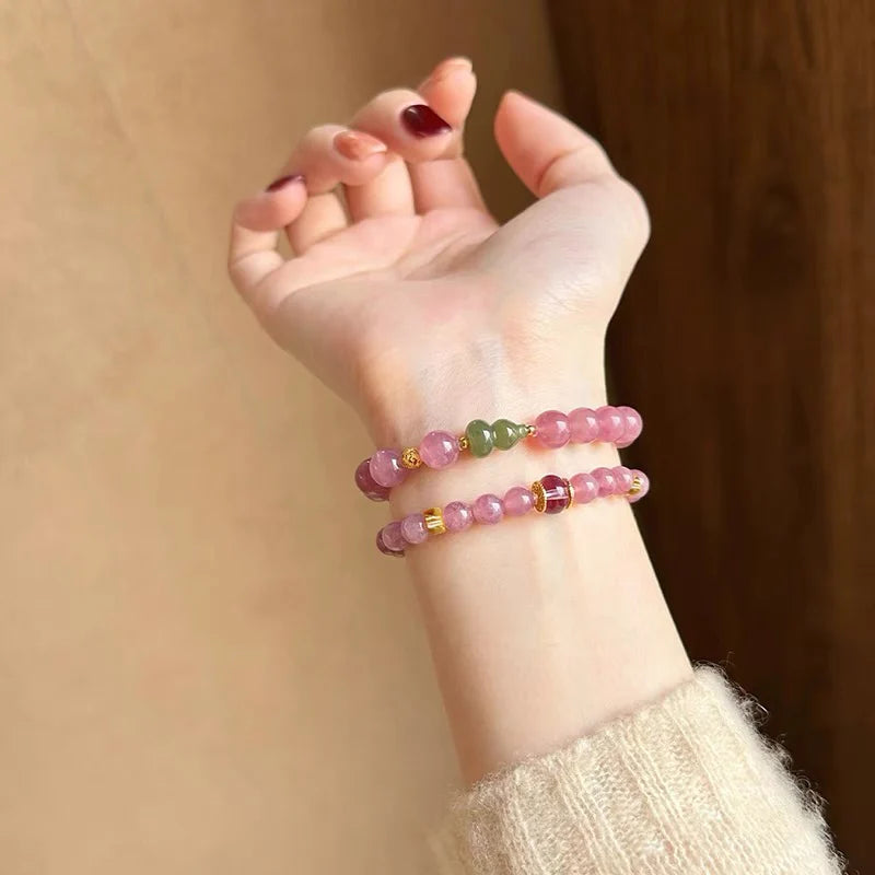 火紅草莓石英玉葫蘆手鍊