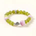 綠玉與玫瑰石英成長手鍊