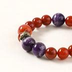 馬生肖能量手鍊 – 紅玉髓和紫水晶
