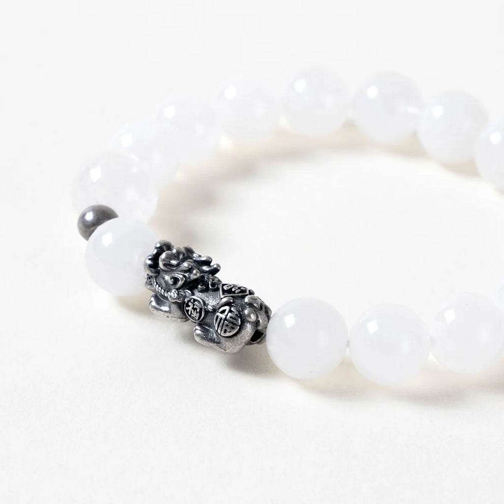 白色石英貔貅手鍊