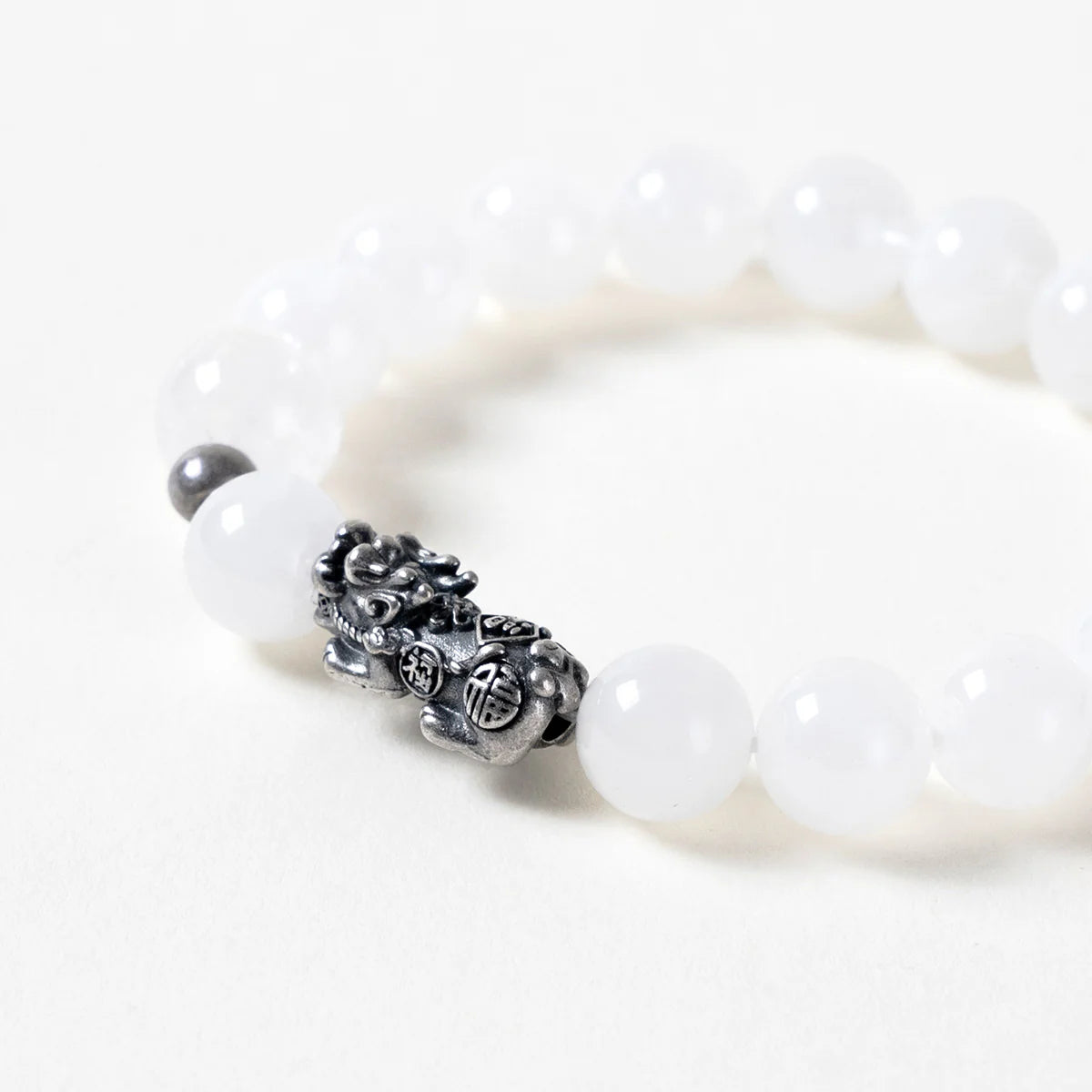 白色石英貔貅手鍊
