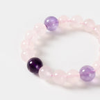 馬達加斯加玫瑰石英、薰衣草與深紫水晶手鍊