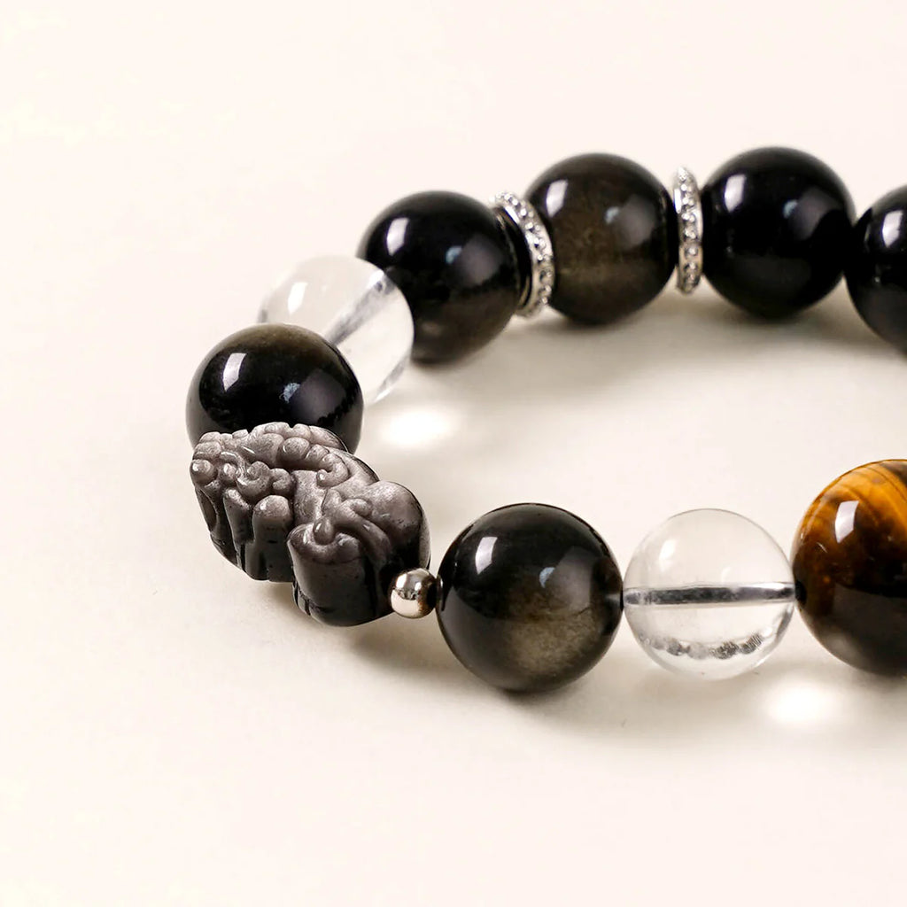 黑曜石虎眼石貔貅護身手鍊