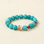 天然亞馬遜石和硃砂串珠手鍊