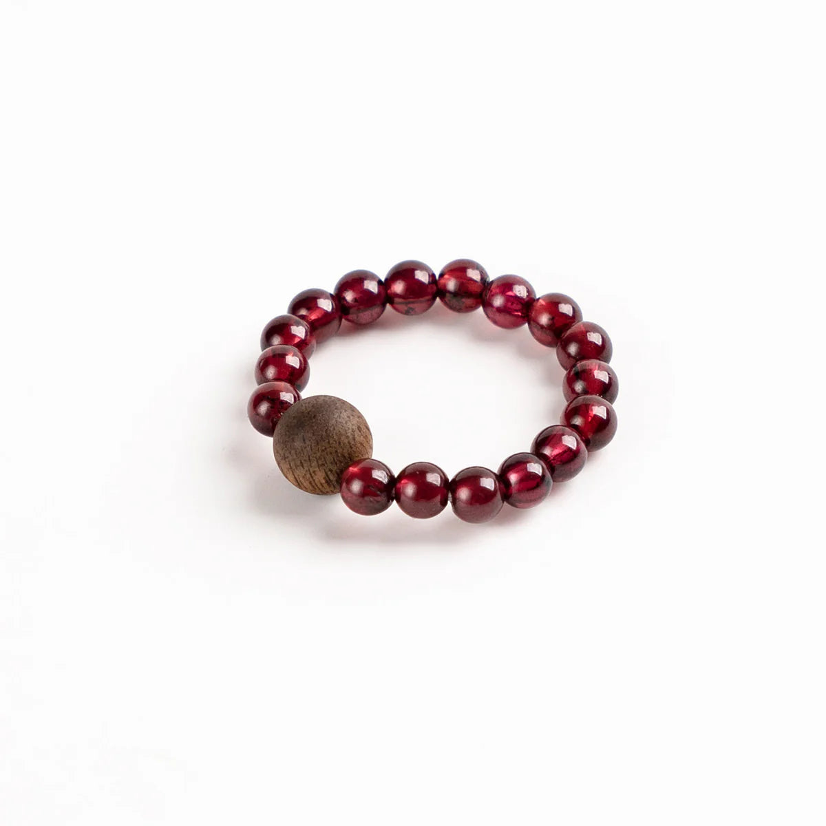 石榴石沉香能量戒指