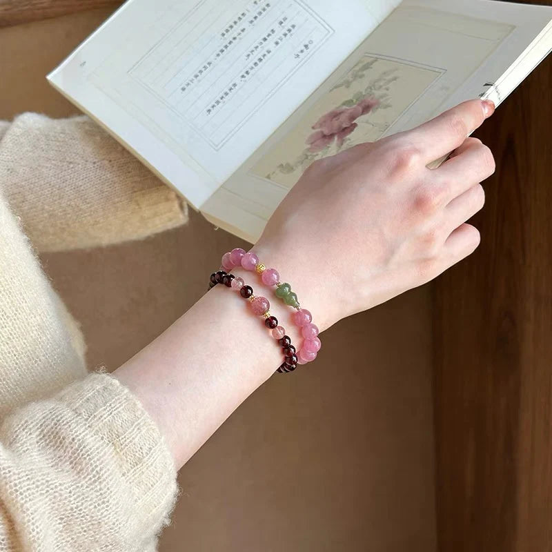 火紅草莓石英玉葫蘆手鍊