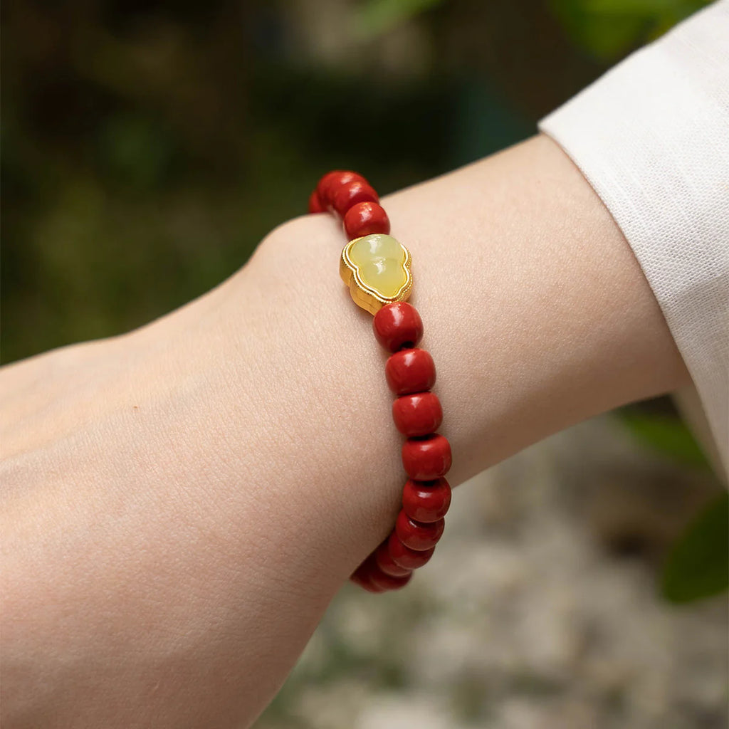 天然硃砂和玉珠手鍊