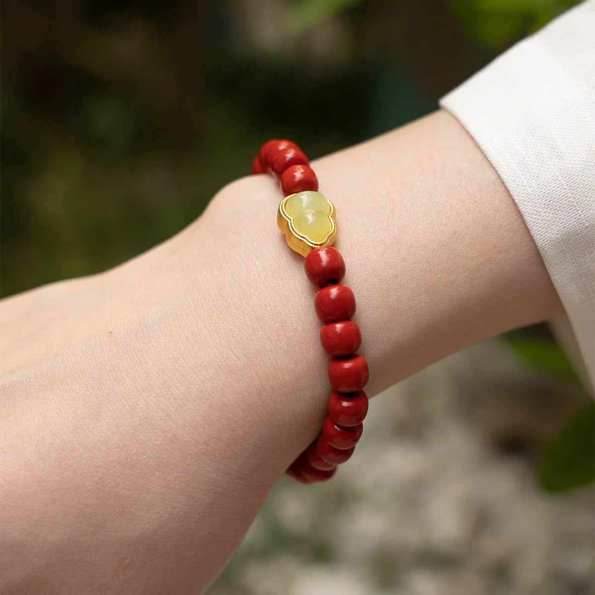 天然硃砂和玉珠手鍊