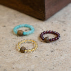 石榴石沉香能量戒指