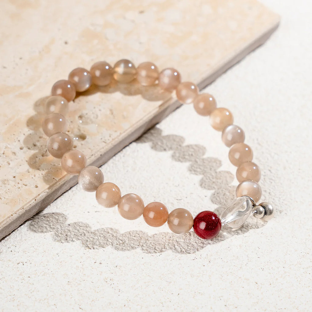 月光石與透明石英和諧手鍊