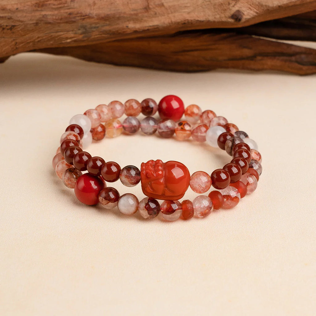 瑪瑙貔貅守護氣水晶手鍊